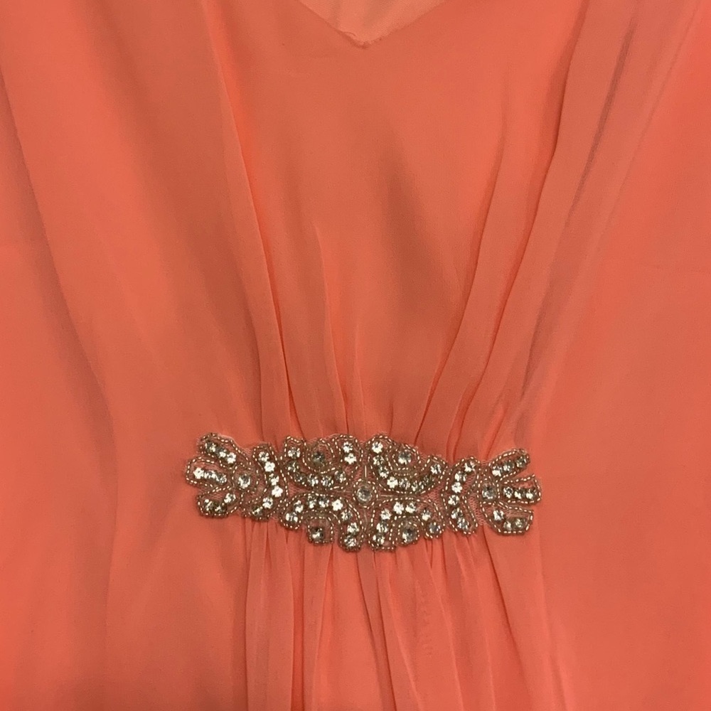 Embellished coral chiffon dress NWT
